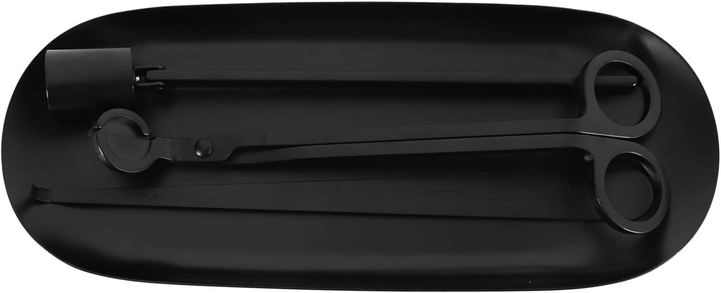 Candle Accessory Set Candle Wick Trimmer Candle Wick Dipper Candle Snuffer Storage 4 Packs Candle Care Kit Gift for Candle Lovers Black