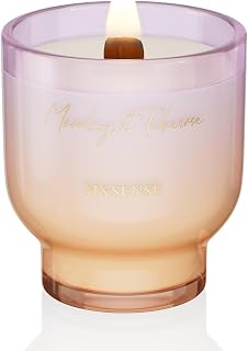 M&SENSE 9.9oz Natural Soy Wax Jar Candle with Wooden Wick | Moonlight Tuberose Scent | 55-Hour Burn & Long-Lasting Burn | Housewarming Gift for Men and Women
