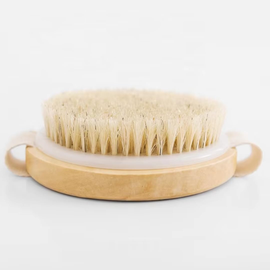 Dry Body Brush – Eco-Friendly Natural Bristles for Gentle Exfoliation, Skin Renewal, Improved Circulation & Lymphatic Support – Perfect Detox & Spa Self-Care Accessory (Tan)