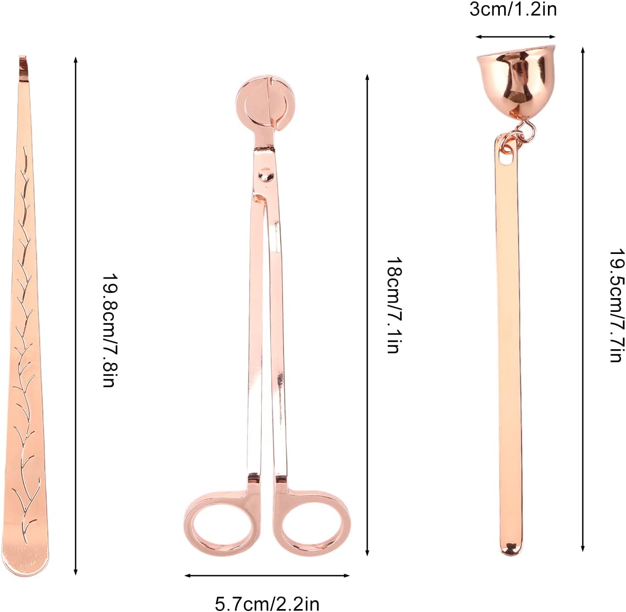 3PCS Candle Wick Trimmer, Stainless Steel Candle Snuffer and Wick Dipper Candle Accessory Set