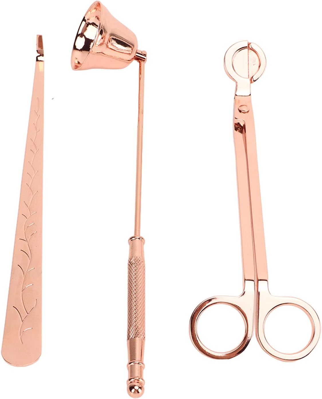 3pcs Candle Wick Trimmer Set Stainless Steel Rose Gold Wick Trimmer Snuffer Dipper for Candle Maintenance and Accessories