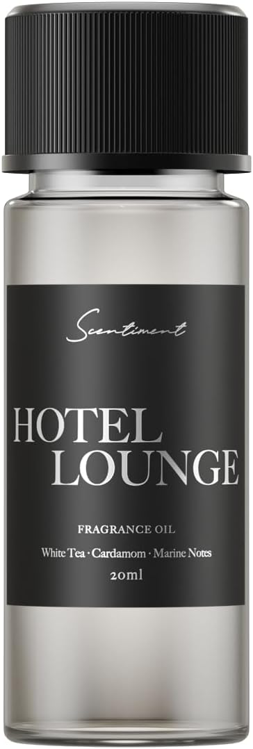 Scentiment Hotel Lounge Diffuser Oil - Premium Hotel Scent with Notes of White Tea, Cardamom & Marine Notes Home Scent, Hotel Fragrance Oil Diffuser Refill - 0.68 fl oz (20 mL)