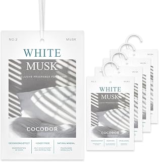 COCODOR 5 Packs White Musk Scented Sachets/Air Freshener Sachets Bags for Drawers, Closet, Cars, Long-Lasting Deodorizers Fresh Scents, Home Fragrance