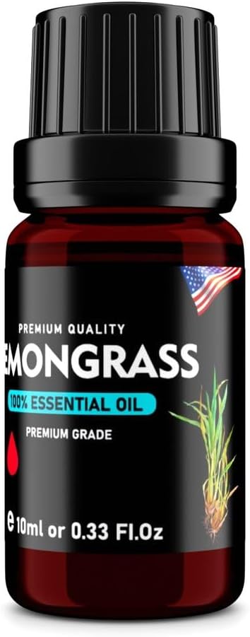 Lemongrass (Cymbopogon citratus) 100% Pure Essential Oil, Select Grade, 10ml