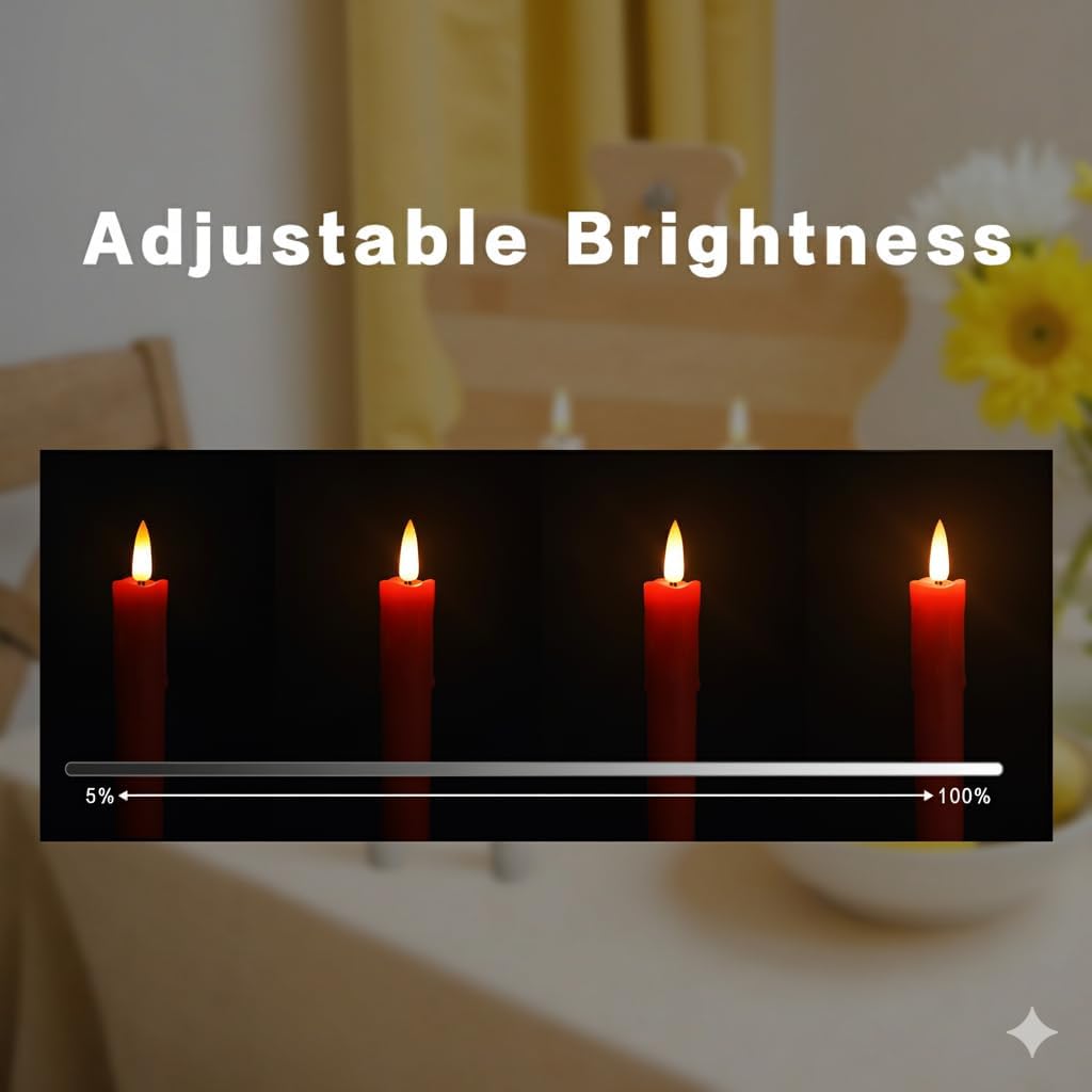 6.7 Inch LED Candles Battery Operated, Flameless Candles with Flickering 3D Flame, Led Candle Sticks Safe for Windowsill Wedding Home Christmas Decor, Red, Set of 6