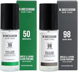 W.Dressroom Dress & Living Clear Perfume Spray Set of 2 – No.50 Green Apple + No.98 Secret Musk | Room & Fabric Spray, Odor Eliminating, Hypoallergenic Fragrance Mist, Travel Size Perfume Gift Set