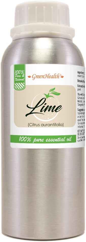 Lime Essential Oil – 8 fl oz (237 ml) Aluminum Bottle w/Plug Cap – 100% Pure Essential Oil – GreenHealth