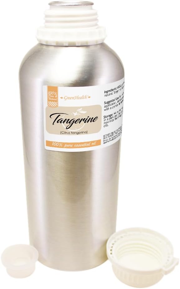Tangerine Essential Oil – 32 fl oz (946 ml) Aluminum Bottle w/Plug Cap – 100% Pure Essential Oil – GreenHealth