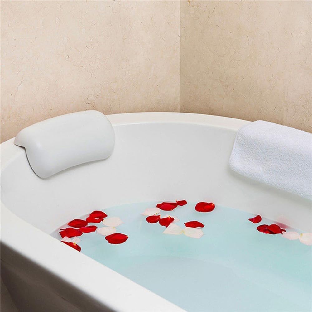 SPA Bath Pillow Non-Slip Bathtub Headrest Soft Waterproof Bath with Suction Cups Bath Neck Cushion Black