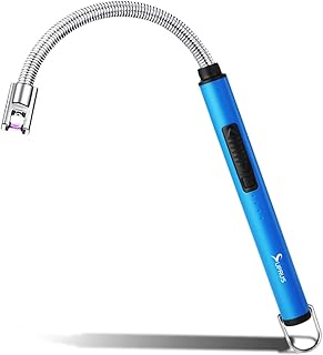 SUPRUS Fluorescent Lighter Glows in The Dark 360°Flexible Neck USB Rechargeable Windproof Triple Safety for Candle Cooking BBQ in Party (Blue)