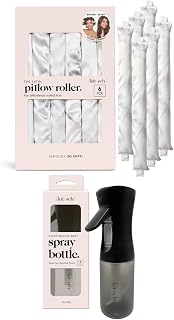 Kitsch Satin Pillow Rollers (6 pcs) and Continuous Spray Bottle (Black) Bundle with Discount