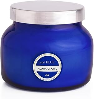 Capri Blue Signature Jar Candles - Long Lasting Soy Wax Blend - Luxury Tropical Scented Candles - Comes in Blue Decorative Glass Jar (Aloha Orchid, 8 oz)