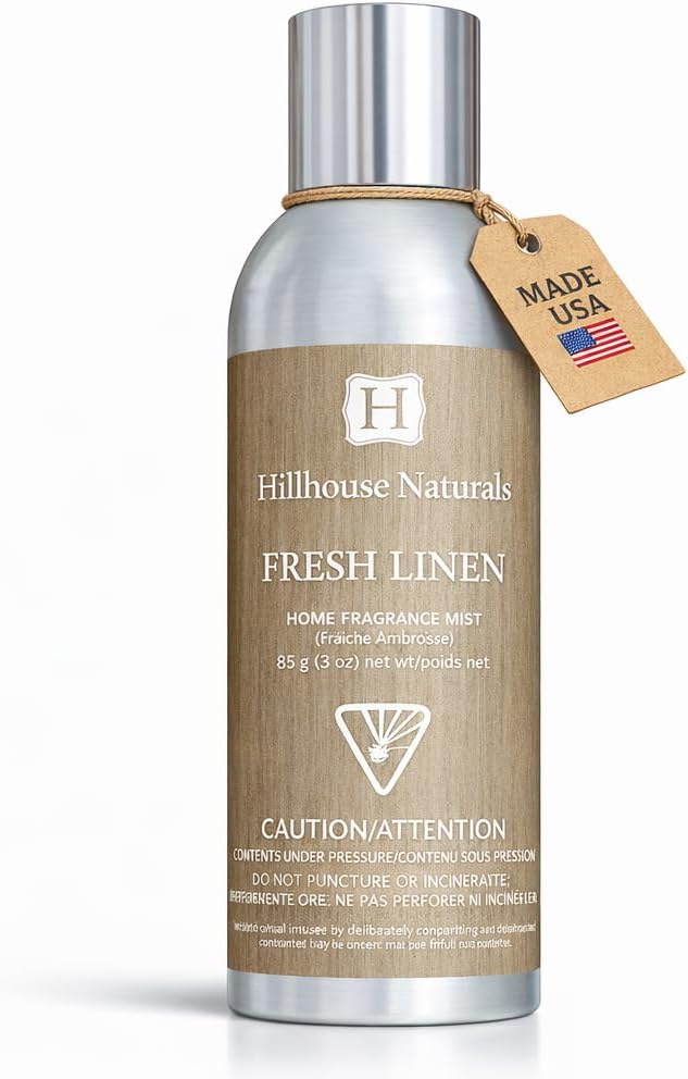 Hillhouse Naturals - Home Fragrance Mist - Aromatic Room Spray - Refresh Home, Bedrooms, Bathrooms & More - With Citrus, Bergamot, Rose & Musk - Made in the USA - Fresh Linen Scent - 3 oz
