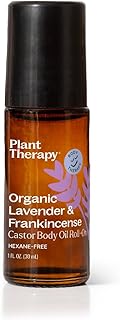 Plant Therapy Organic Lavender & Frankincense Castor Body Oil Roll-On 30 mL (1 oz) Soothes Dryness, and Skin Irritation, Calming Aroma, Relaxation, Pure, Organic Formula, Healing Benefits