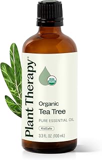 Plant Therapy Organic Tea Tree Oil (Melaleuca) 100% Pure, USDA Certified Organic, Undiluted, Natural Aromatherapy, Therapeutic Grade 100 mL (3.3 oz)