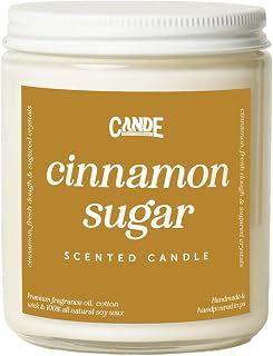 Scented Soy Wax Candle for Home, Luxury Scented Soy Jar Candle, Hand Poured in The USA, Highly Scented & Long Lasting for Home, Mom, Women, Birthday Gift (Cinnamon Sugar)