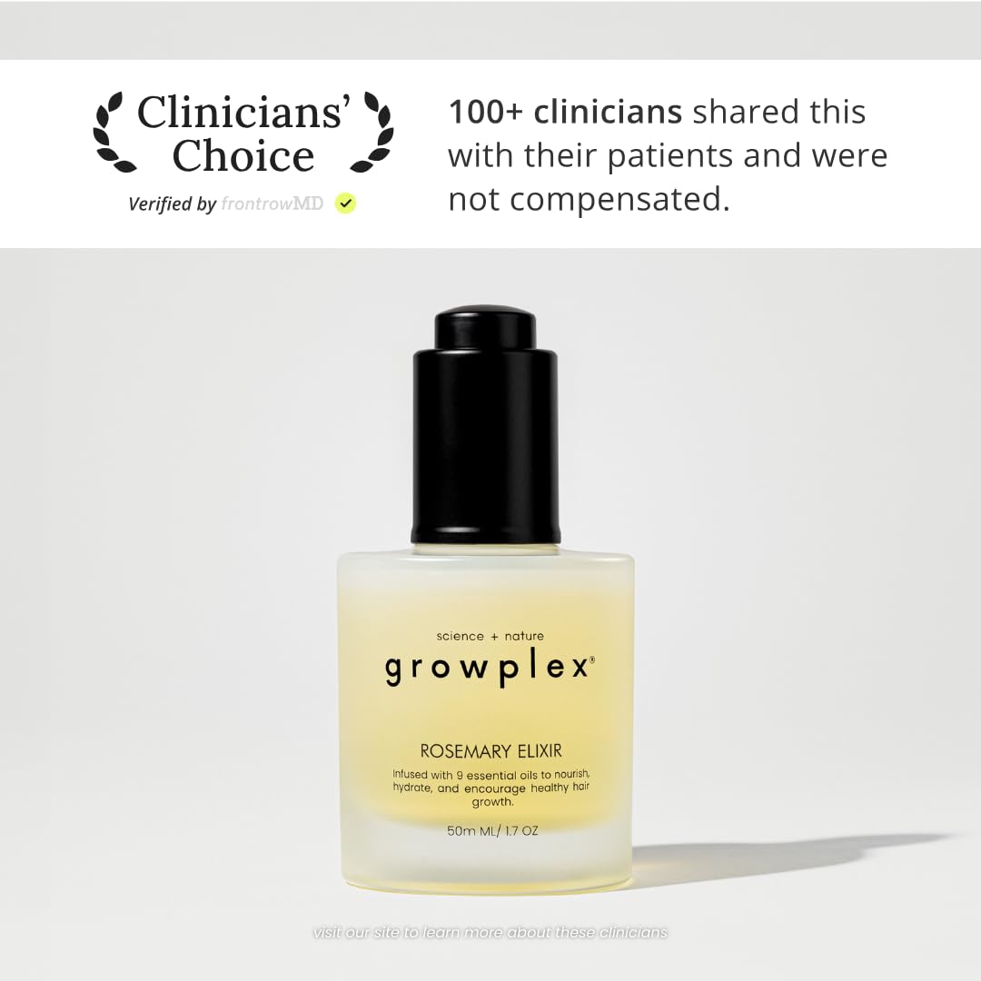 Growplex Rosemary Elixir – Daily Scalp Oil with 9 Essential Oils – Lightweight, Non-Greasy Formula for a Healthy-Looking Scalp – For Men & Women – 2oz