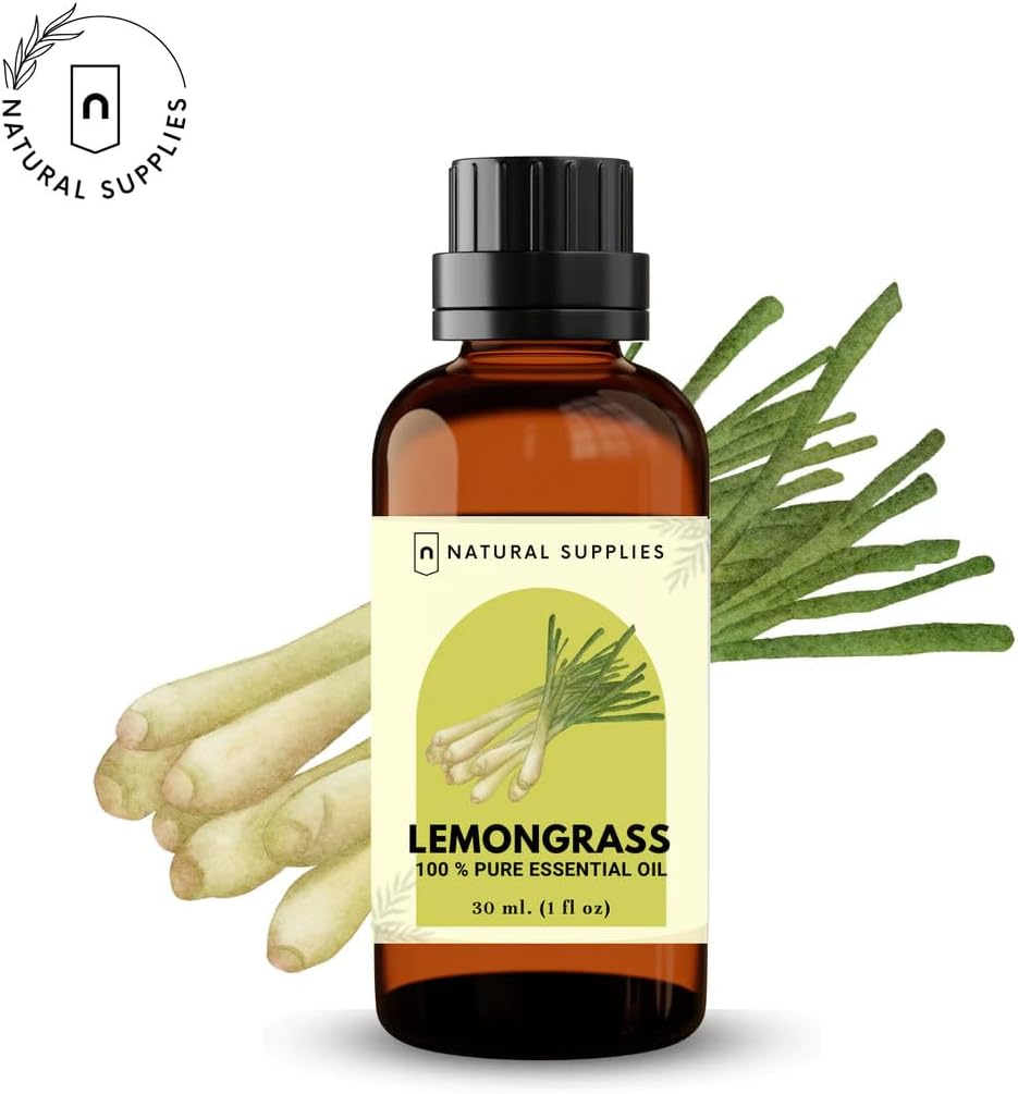 เนเชอรัล Lemongrass Essential Oil - Large Bottle - Pure and Undiluted Plant-Based Fragrance for Diffusers, DIY Projects, and Home Aromatherapy 10ml
