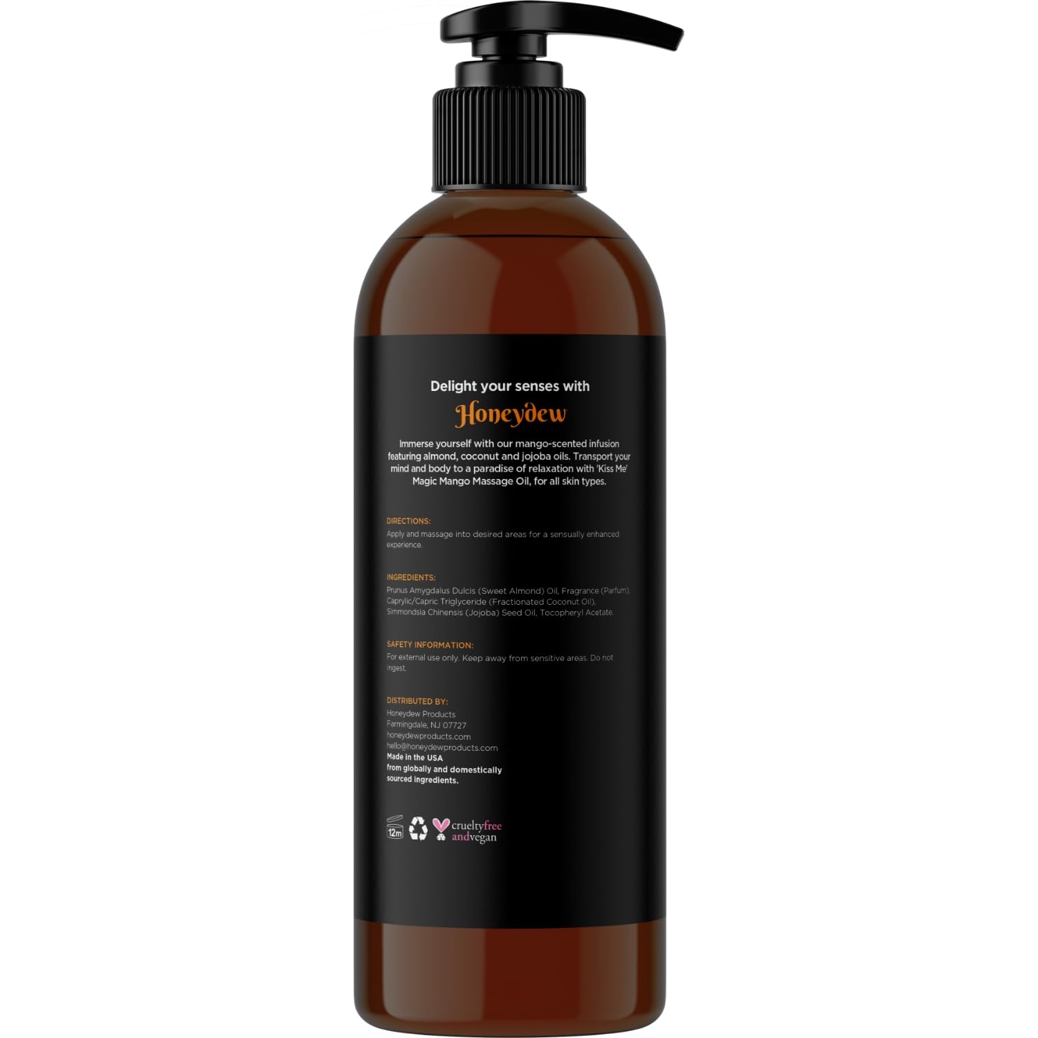 Mango Sensual Massage Oil for Couples - Alluring Tropical Full Body Massage Oil for Date Night and Nourishing Body Moisturizer with Sweet Almond - Vegan Non Greasy & Smooth Gliding Formula (8 Fl Oz)