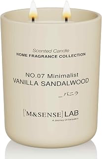 M&SENSE Natural Soy Large Candle| Vanilla Sandalwood | 16.6 oz, 95H Burn | Mini Spring Scented Candles for Relaxation, Meditation, Home Décor | for Bedroom, Office, Party