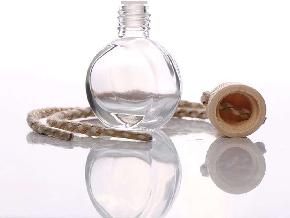 Car Aromatherapy Essential Oil Diffuser Bottle,10 Pack Car Air Freshener Bottle Empty Hanging Perfume Bottle Fragrance Decor Accessories Auto Window Ornament (round)