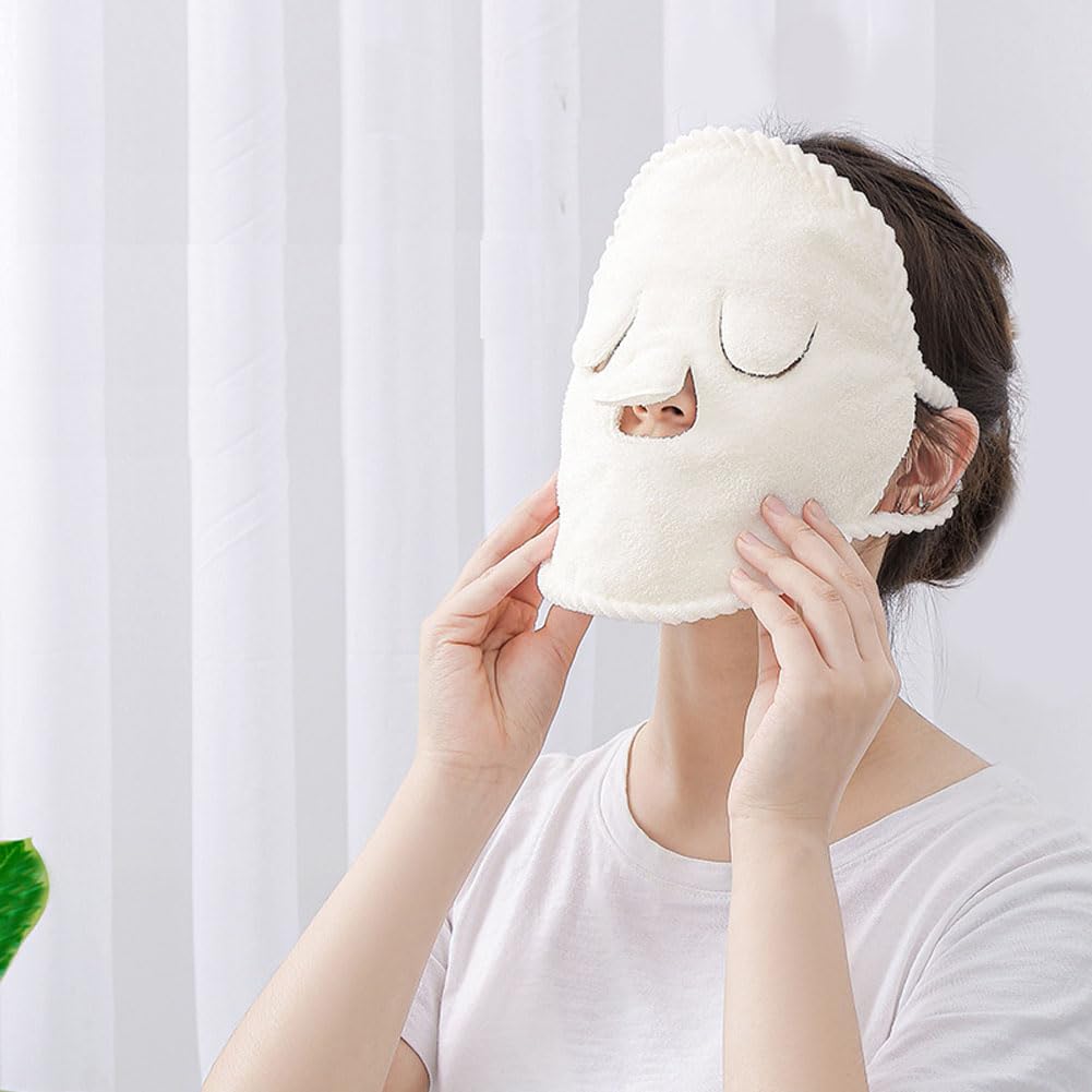 luzen 2Pcs Soft Face Steaming Towel Mask Reusable Facial Steamer Mask Towel Thick Cold Hot Compress Moisturizing Beauty Skin Care Spa Face Towel for Women Beauty Salon or Home Use, White