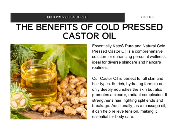 Essentially KateS Castor Oil 16 Fl Oz (Glass Bottle) - Jojoba + Calendula + Vitamin E - A Huge Glass Bottle with a Pump - 100% Pure and Natural, Cold Pressed, and Hexane-Free - Hair, Body