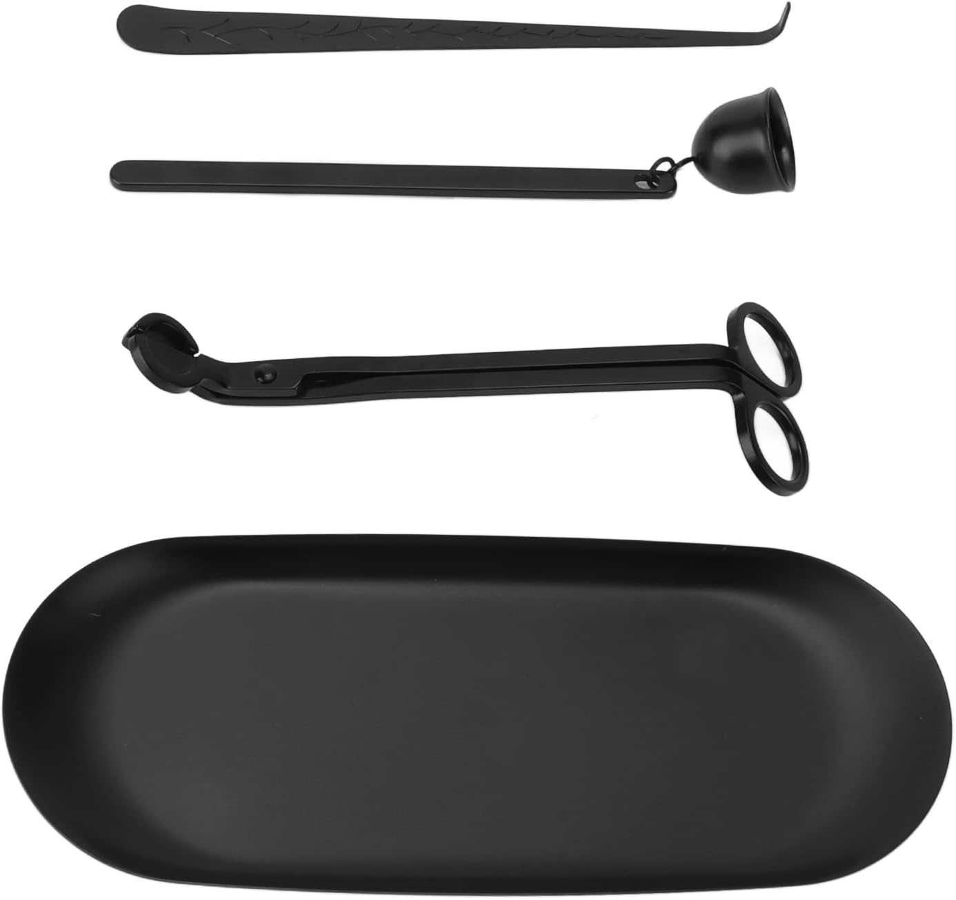 Wick Cutter, Black Stainless Steel Candle Accessories with Wick Hook Extinguisher Tray Storage Bag Candle Care Kit Candle Extinguisher for Candle Lovers Gift