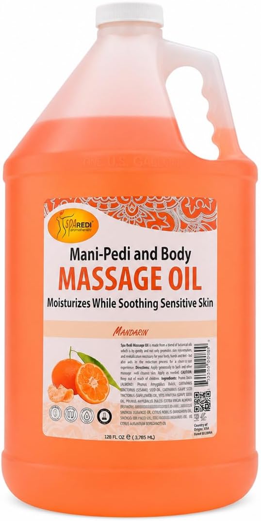 SPA REDI Mandarin Massage Oil – Professional & Family Skin Nourishment Treatment | Legacy of Trust & Universal Gentleness | Premium Nourishment for Loyalty & Peace of Mind | 128 Oz Gallon
