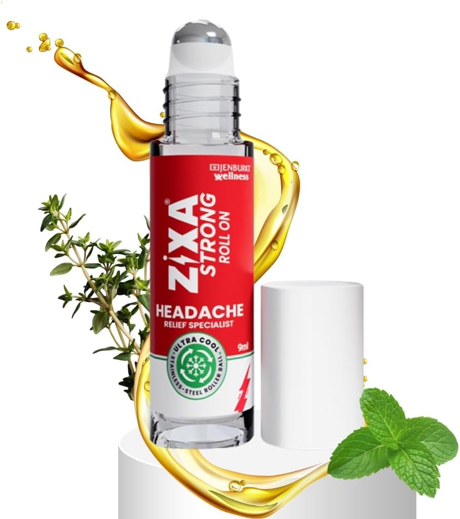 FT Fountina ZIIXA Headache Relief Roll On, Ultra-Cool Stainless Steel Roller, Fast Cooling, Plant-Based with Aromatherapy, Non-Greasy, Travel Friendly, 9 ml