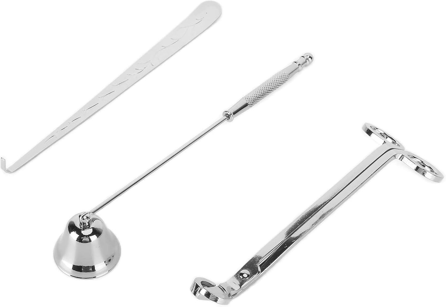 CHICIRIS 3PCS Candle Accessory Set Stainless Steel Wick Trimmer Snuffer Dipper for Candle Lovers (Silver)