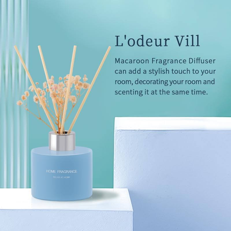 Reed Diffuser, 4.06 oz(120ml) Lavender & Geranium Scented Diffuser with 4 Sticks, Diffusers Home Fragrance Essential Oil Reed Diffuser Set for Home Large Rooms Bathroom Shelf Decor