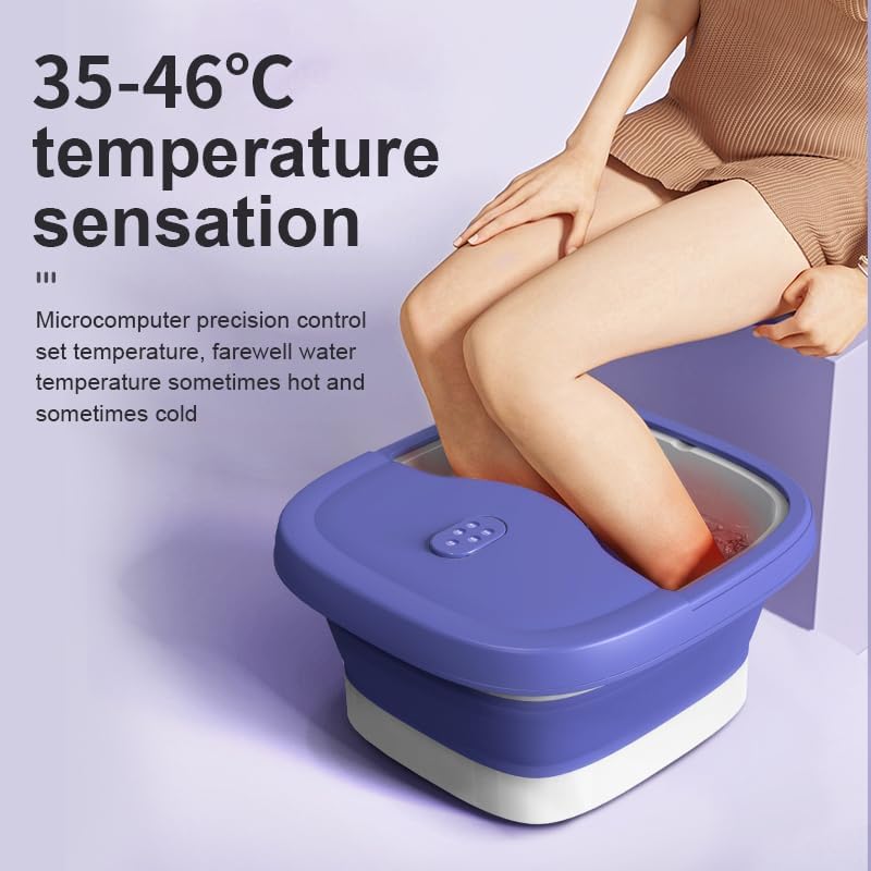 ele ELEOPTION Collapsible Pedicure Foot Spa Electric Foot Bath Spa with Heat and Massage, Bubble, Foot Massager Spa for Feet Stress Relief Soaker Home Basin Purple