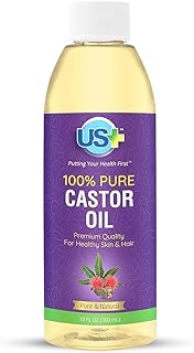 US+ 10oz 100% Pure Castor Oil - Cold-pressed, Unrefined, Hexane-free - USP Grade - Premium Quality for Healthy Skin & Hair