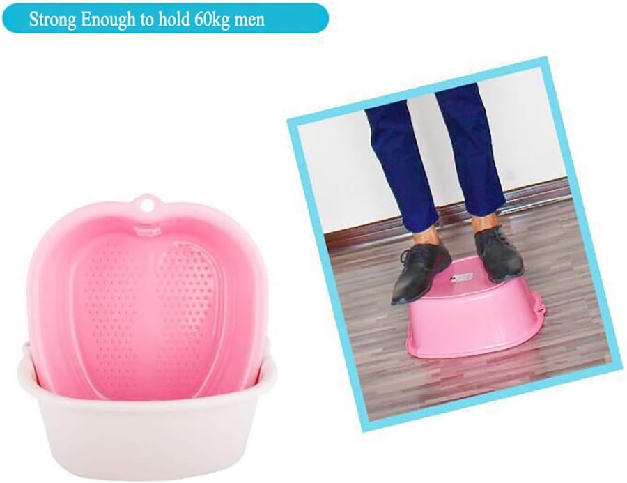 Plastic Foot Basin Feet Bath Spa Wash Bucket and Massage Sturdy Tub for Soaking Foot,Detox,Toe Nails, and Ankles,Pedicure,Portable Feet Tub Beige