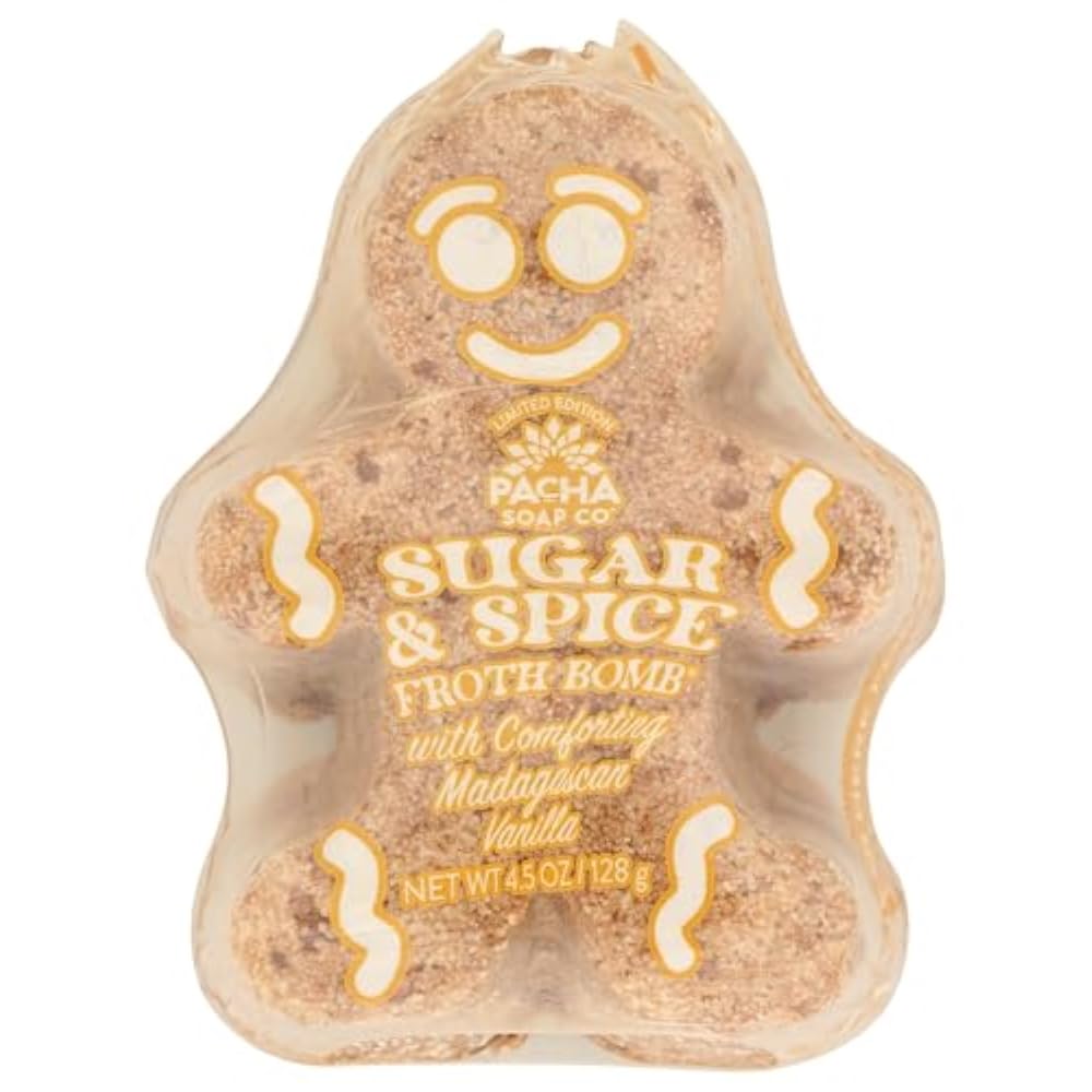 Pacha Soap Sugar & Spice Gingerbread Man Froth Bomb, 4.5 OZ