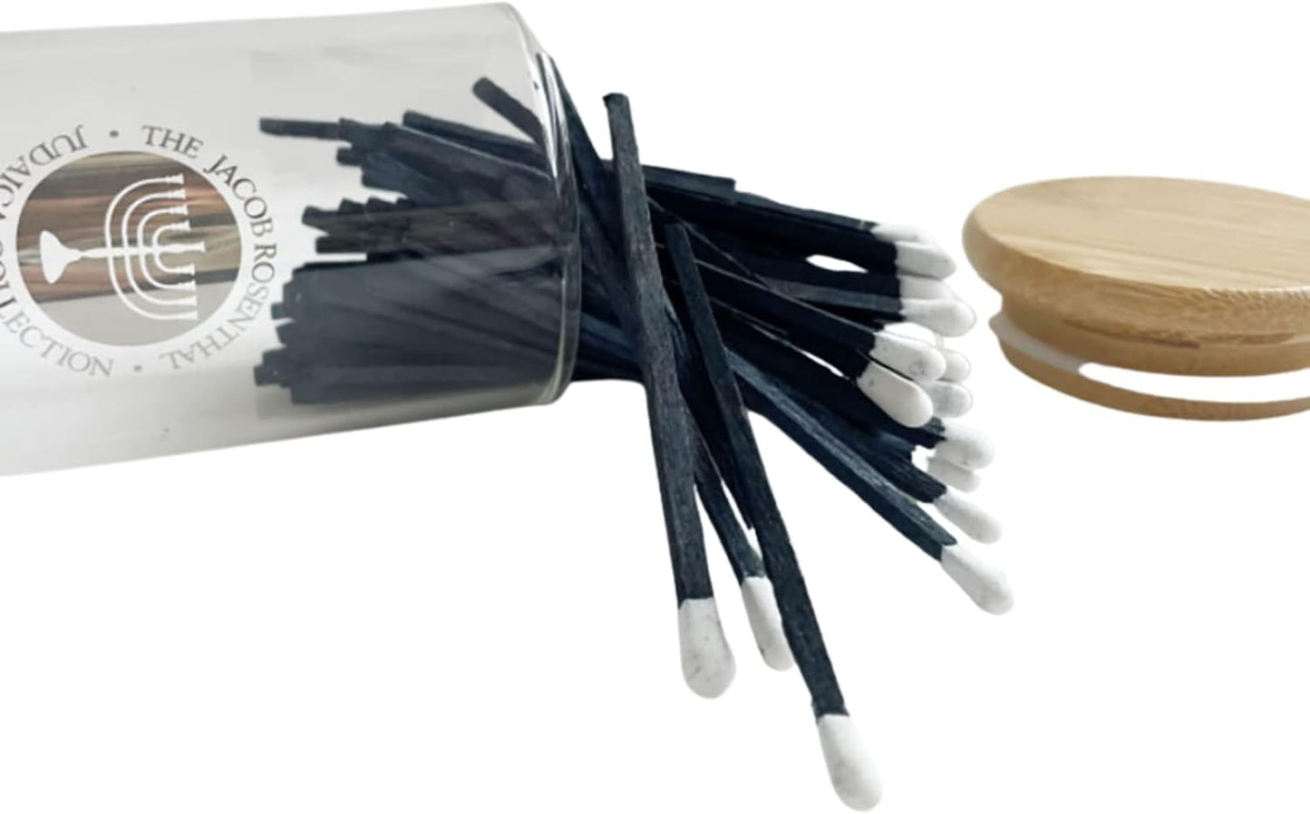 Rite Lite Hanukkah Matches for Menorah Candles in Glass Container Bulk Pack of 75 Long Matches - Chanukah Gifts Jewish Holiday Party Favors Accessories Decorations Judaica Festival of Lights Matchbox