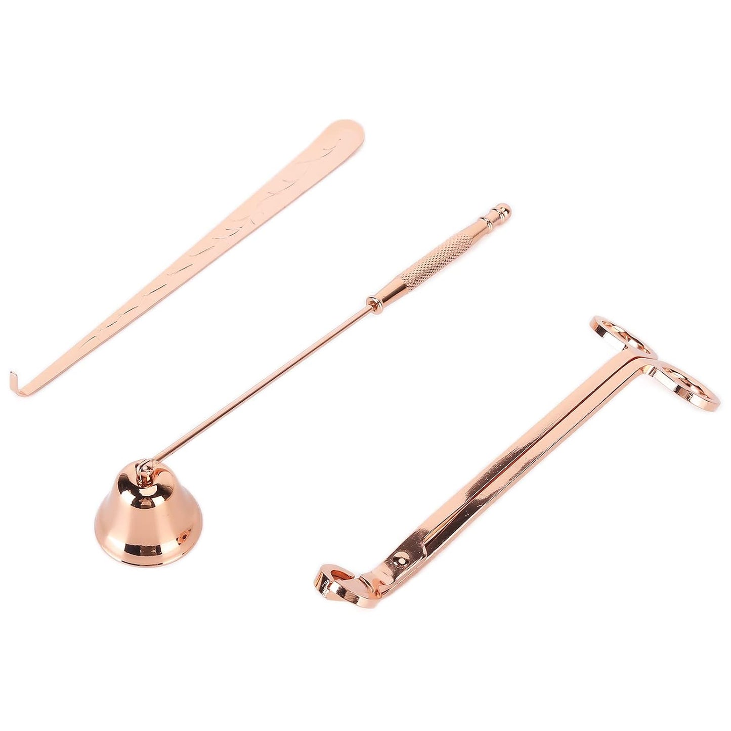 Akozon 3PCS Candle Accessory Set Candle Wick Trimmer Cutter Snuffer Extinguisher Wick Dipper, Multifunctional Accessory for Home Use (Rose Gold)