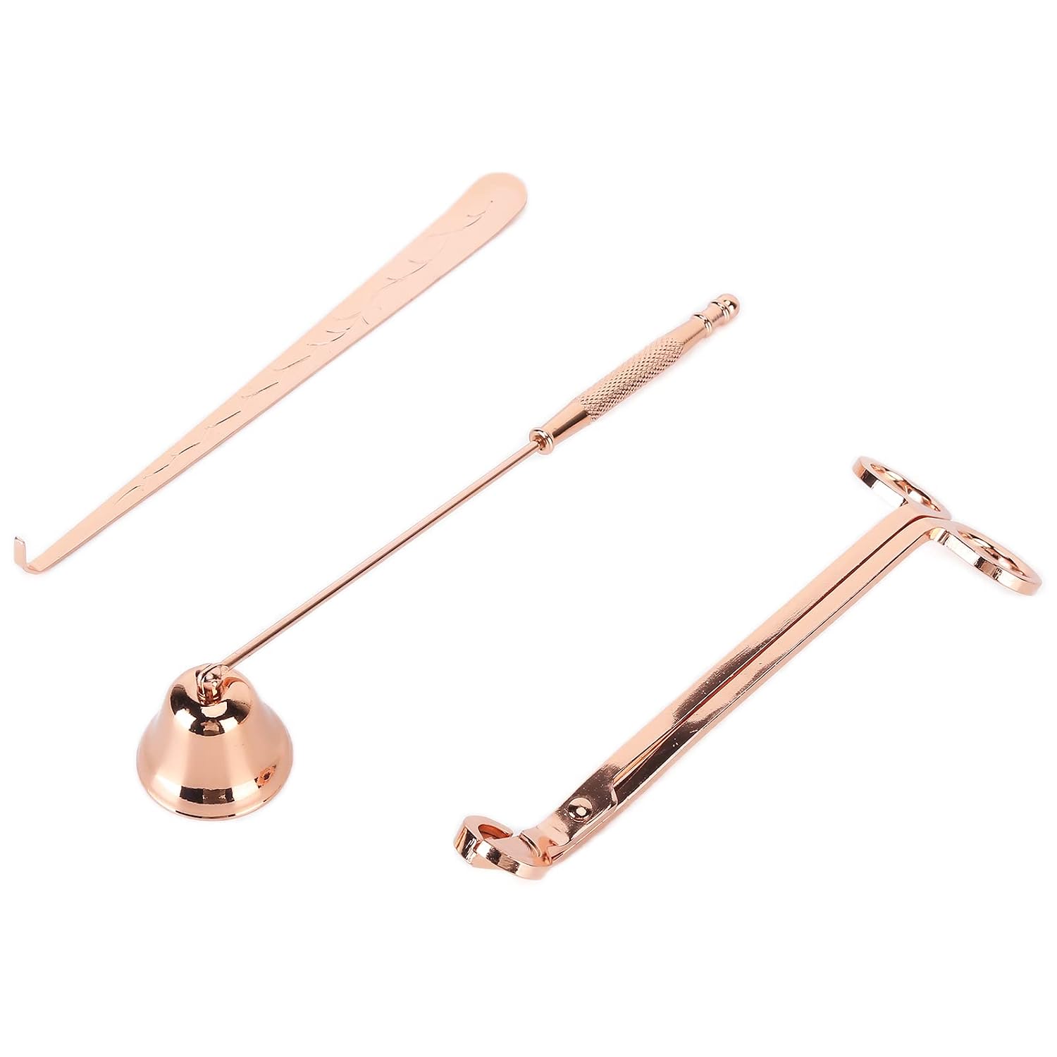 Akozon 3PCS Candle Accessory Set Candle Wick Trimmer Cutter Snuffer Extinguisher Wick Dipper, Multifunctional Accessory for Home Use (Rose Gold)