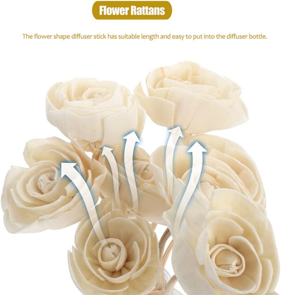 6pcs Aromatherapy Rattan Diffuser Sticks Essential Oil Diffuser Fragrance Diffuser Aroma Diffuser Aroma Flower Rattan Sticks Aroma Sticks Aroma Bottle Accessory oiling Rose Refill