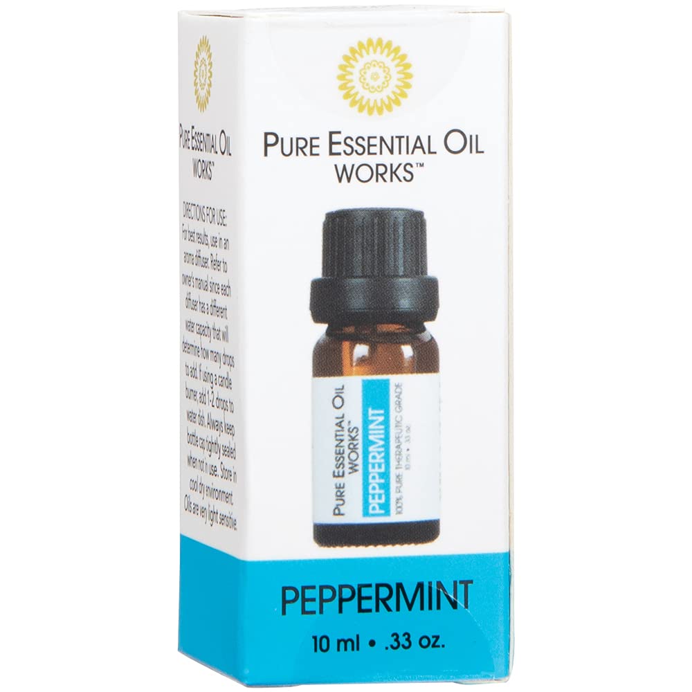 Pure Essential Oil Works Peppermint Oil, 100% Pure, Natural, Paraben-Free and Therapeutic Grade with Euro-Style Dropper, 10 ml/0.33 oz.