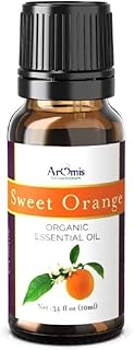 ArOmis Organic Sweet Orange Essential Oil - 100% Pure Therapeutic Grade - 10ml, Undiluted, Premium, Oils Perfect for Aromatherapy 0.34 fl oz