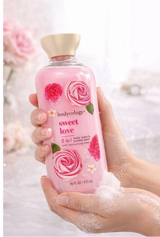 2 in 1 Body Wash and Bubble Bath - Sweet Love by Bodycology for Women - 16 oz Body Wash
