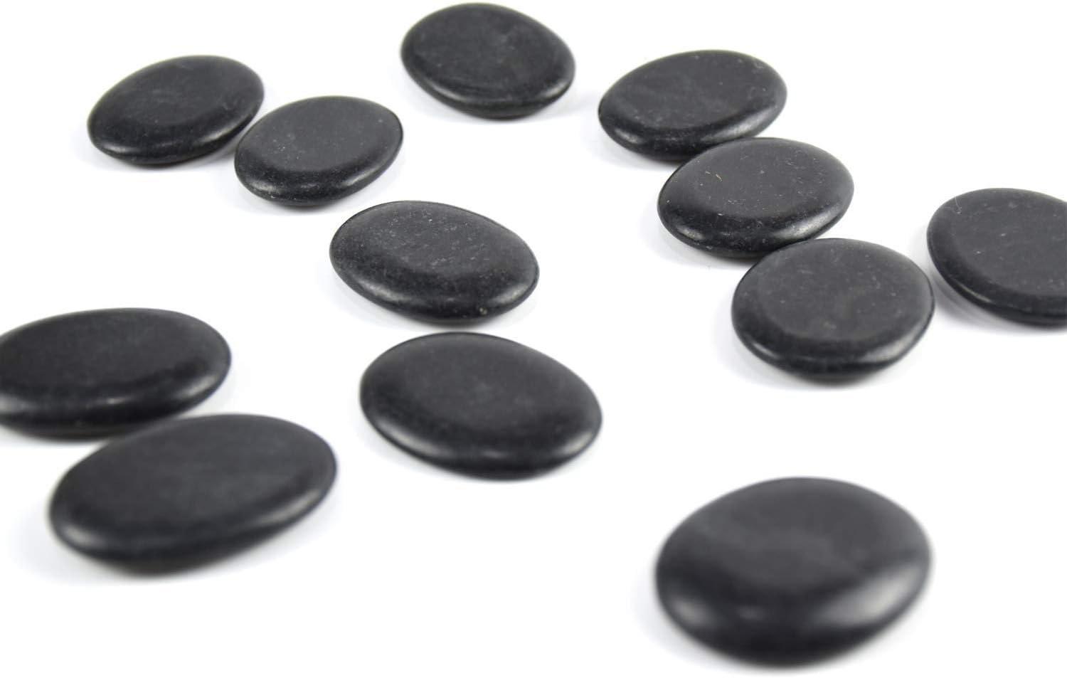 12Pcs Small Hot Massage Stones Set Natural Lava Basalt Heated Warmer Stone for Spa Massage Black 1.18 x 1.57 in(3x4cm)