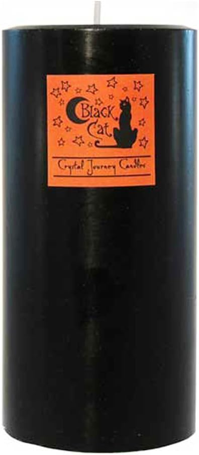 Crystal Journey Herbal Black Cat Pillar Candle 3" x 6"