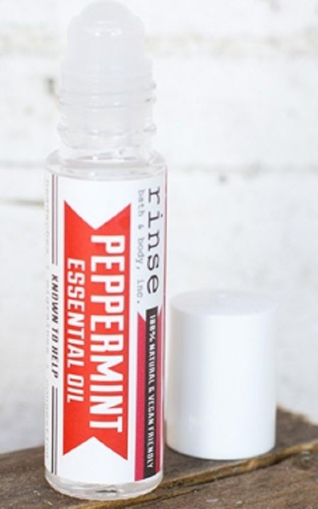 Rinse Bath &amp; Body Peppermint Essential Oil Roll-On Squalane 0.35 oz