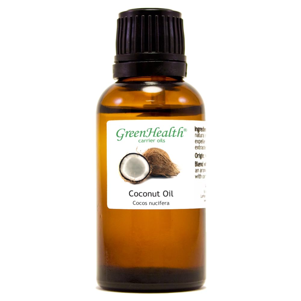 Coconut Carrier Oil (Fractionated) - 1 fl oz - Amber Glass Bottle w/Euro Dropper - GreenHealth