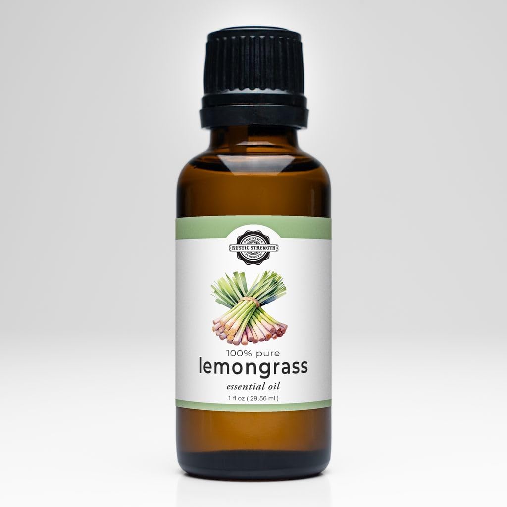 Rustic Strength 100% Pure Essential Oil, Lemongrass, Therapeutic Grade, Non-Toxic, Aromatherapy & Home Use, 1 oz