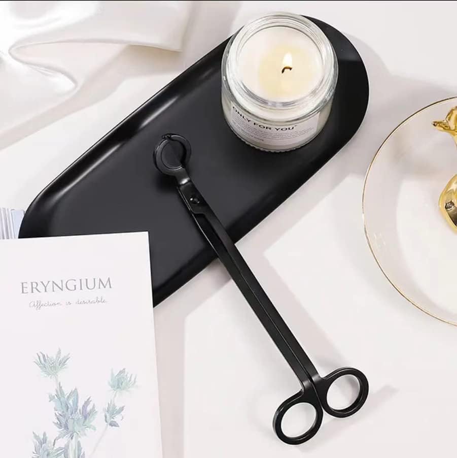 Stainless Steel Wick Trimmer - Cutter & Clipper for Candle Lovers, Black