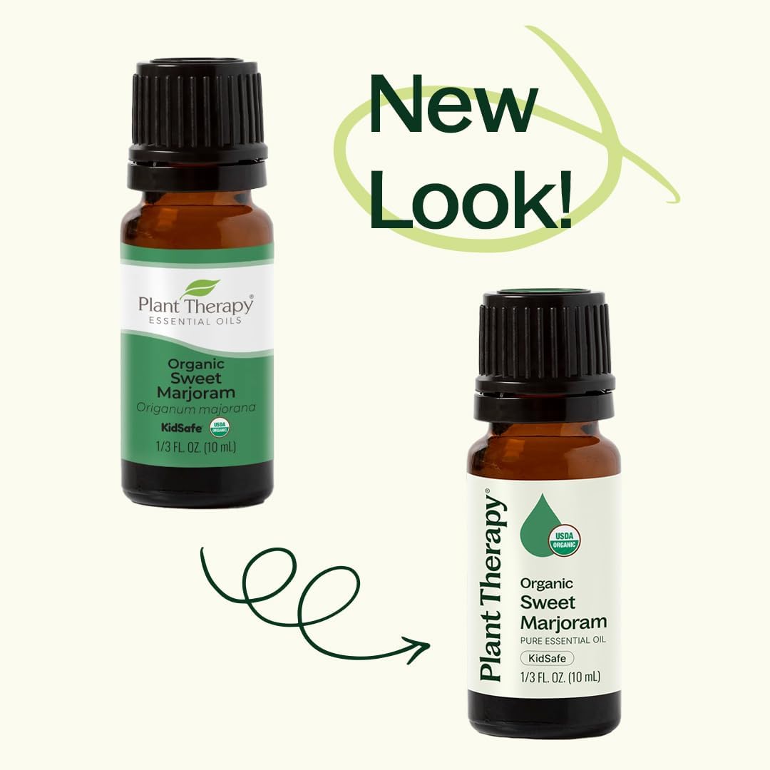 Plant Therapy Marjoram Sweet Organic Essential Oil 10 mL (1/3 oz) 100% Pure, Undiluted Essential Oil, Great for Aromatherapy Diffusers